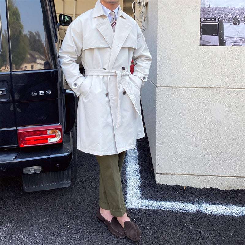 Commuting Mid-length Trench Coat With Double-breasted Lapels - globaltradeleader