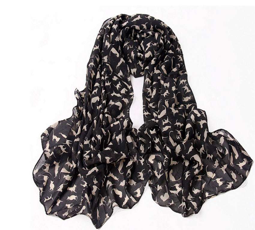 Women's Silk Chiffon Kitty Long Scarf - globaltradeleader