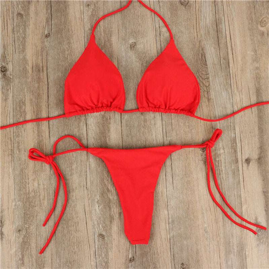 Halter Neck Tie Bikini Ladies Split Tie Swimsuit - globaltradeleader