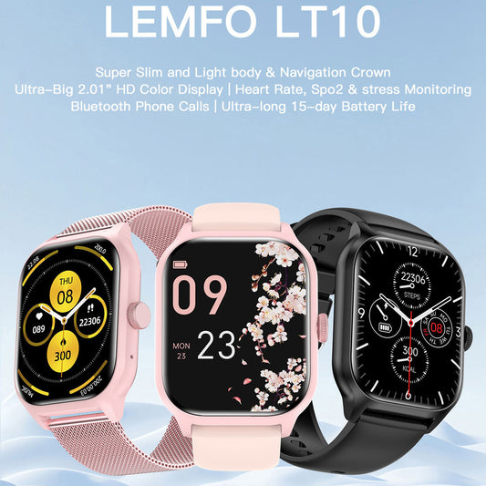 Multifunctional Bluetooth Calling Heart Rate Blood Pressure Sleep Monitoring Sports Health LT10 Smart Watch - globaltradeleader