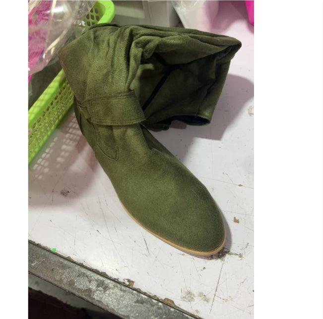 Autumn And Winter Low Heel Side Zipper Suede Women's High Boots - globaltradeleader