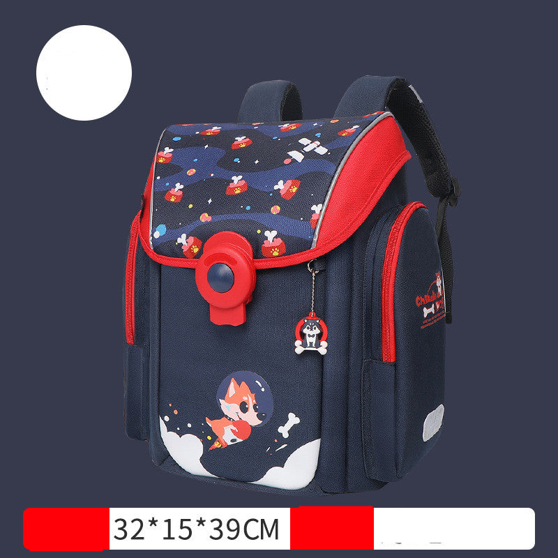 Primary School Students Backpack With Magnetic Buckle And Ridge Protection