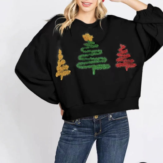 Women's Christmas Tree Casual Pullover Long Sleeve Sweater - globaltradeleader