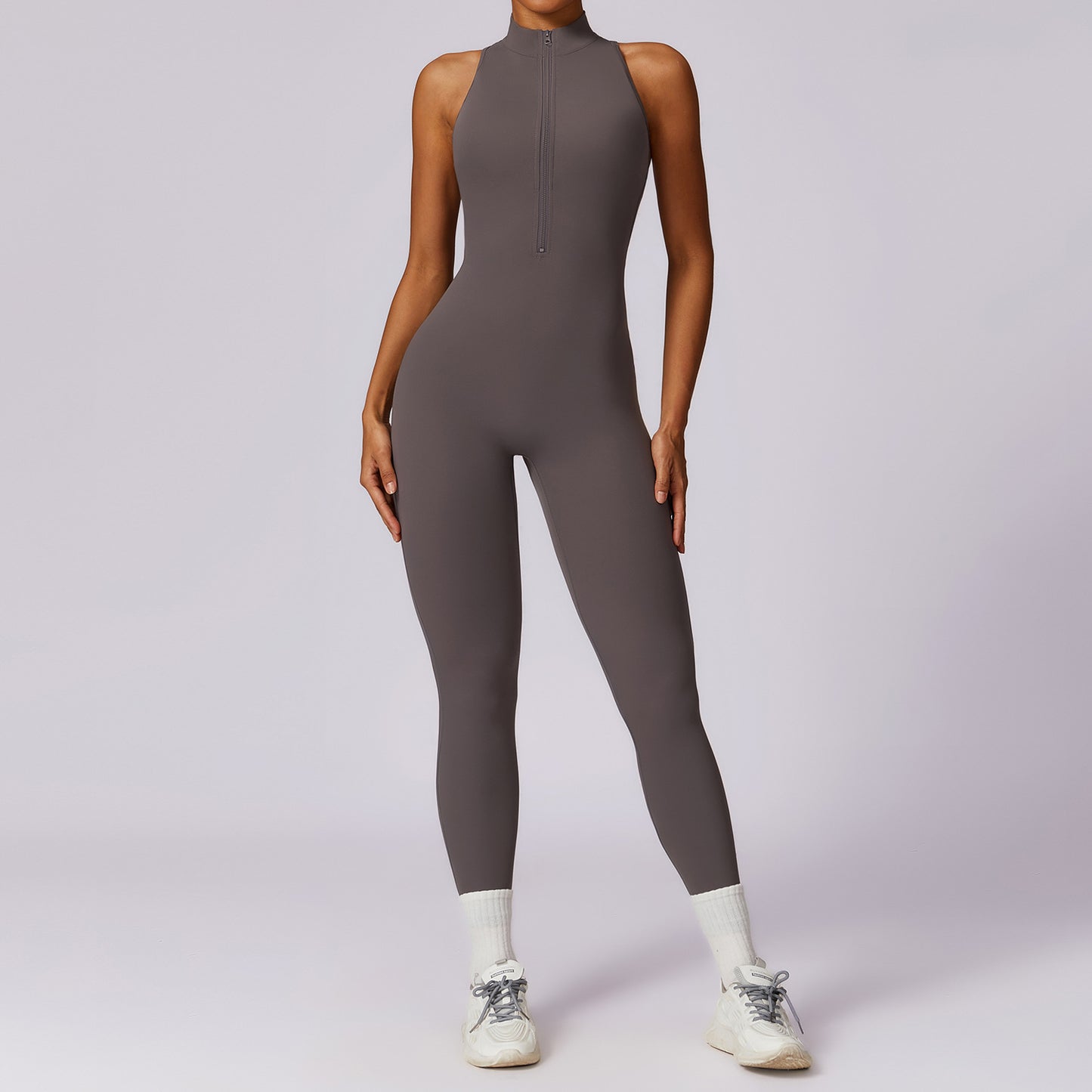 Quick-drying Zipper Yoga Jumpsuit Fitness Training Sports Tights - globaltradeleader