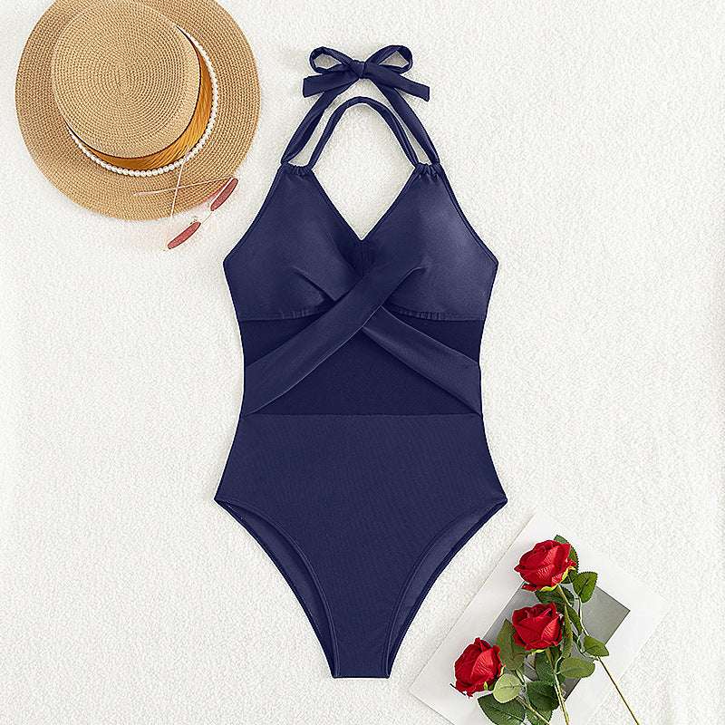 New Fashion One-piece Swimsuit Solid Color - globaltradeleader