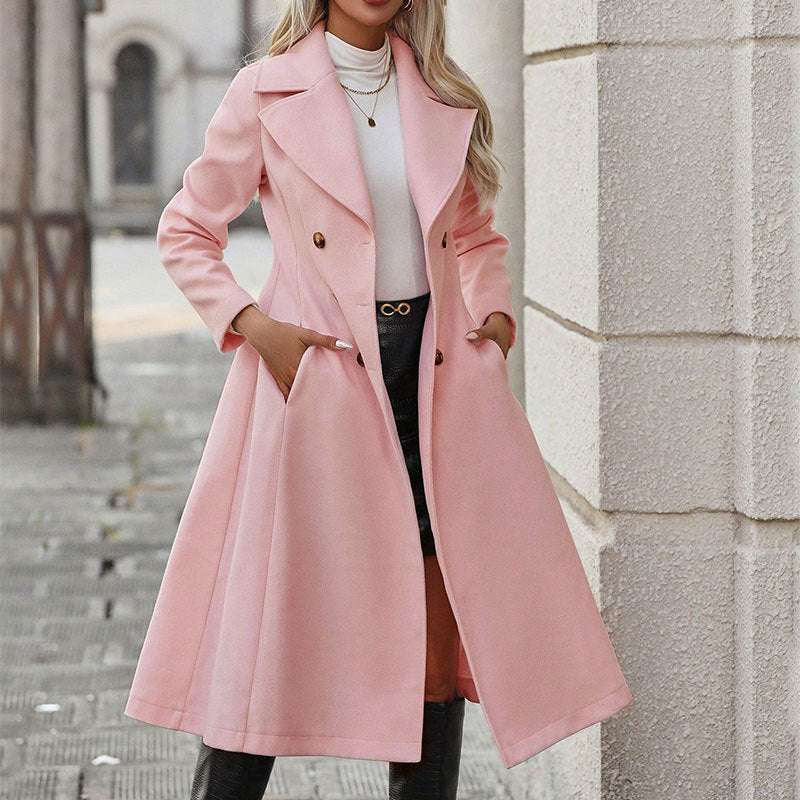 Women's Trench Coat Lapel Pocket Double Breasted Coat - globaltradeleader