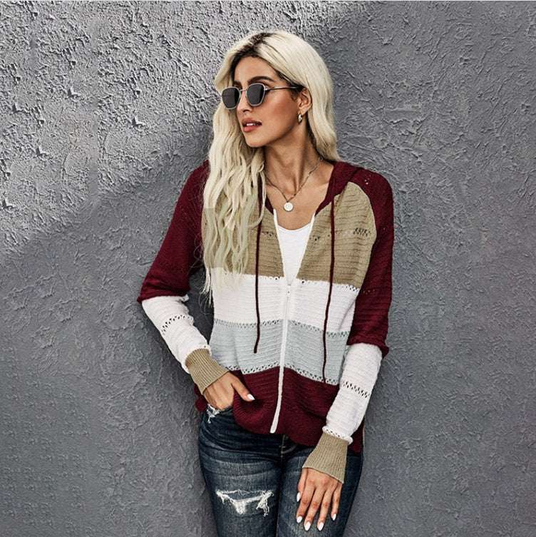 Casual Women's Knitted Long Sleeve Slim Hooded Sweatshirt - globaltradeleader