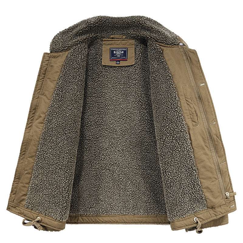 Lamb Wool Coat Men's Fleece Lined Padded Warm Keeping Cotton Jacket - globaltradeleader