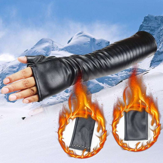 Lengthened Touch Screen Autumn And Winter Leather Liuding Warm PU Gloves - globaltradeleader