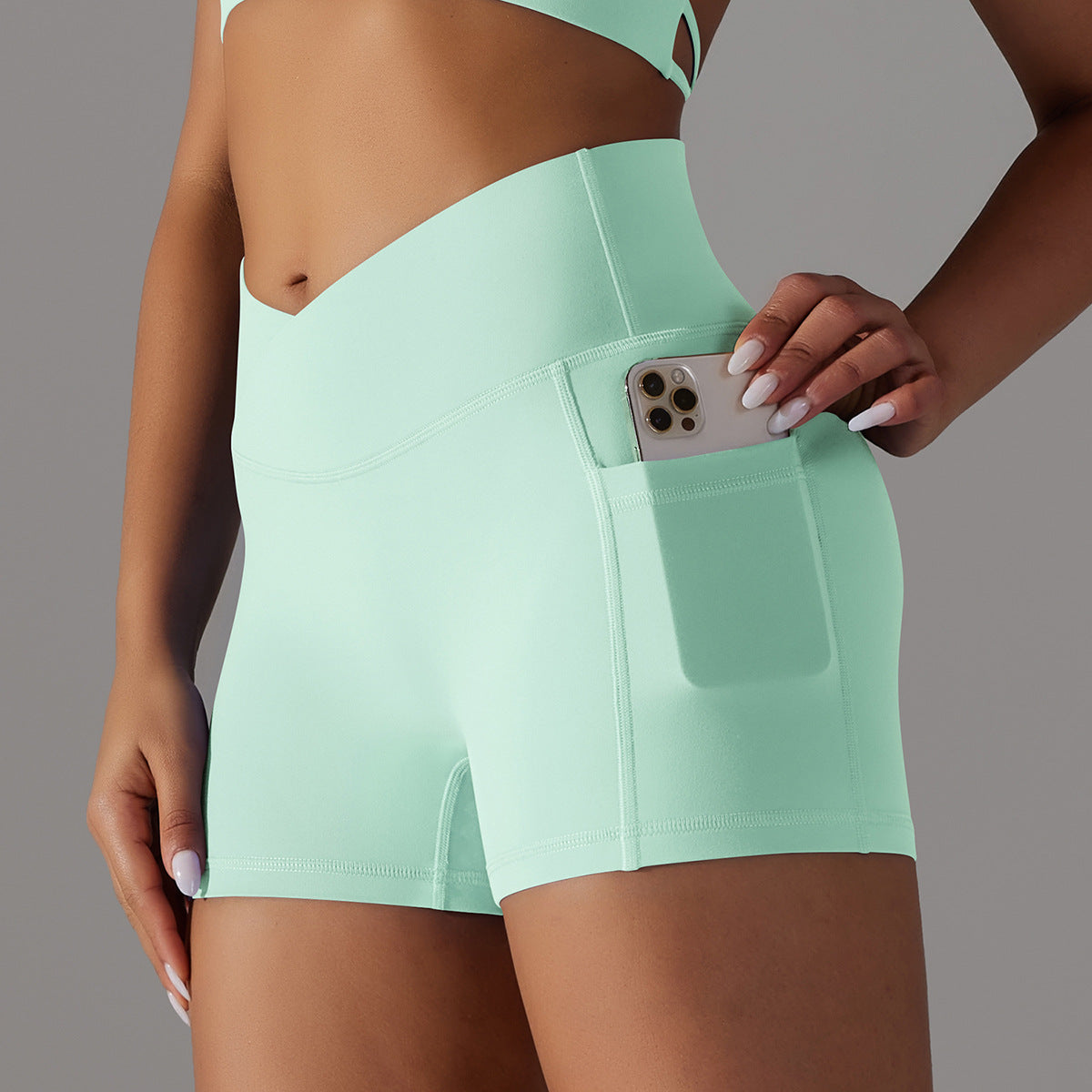 Yoga Shorts With Phone Pocket Design Fitness Sports Pants For Women Clothing - globaltradeleader