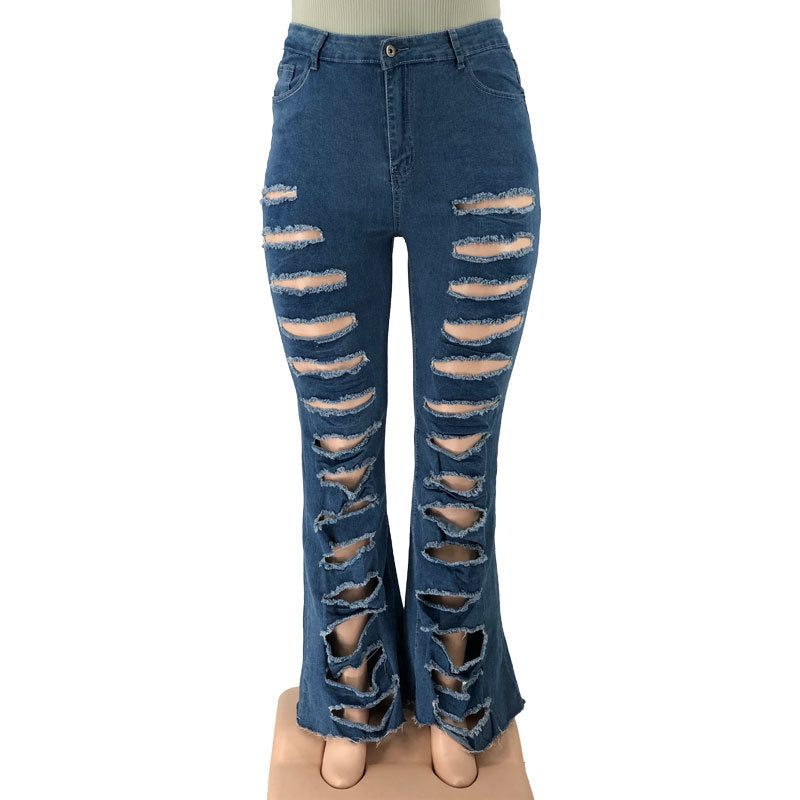 New Washing Trend Large Size Women's Torn Jeans