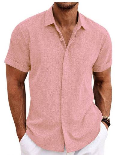 Men's Linen Short Sleeved T-shirt Loose Fitting - globaltradeleader