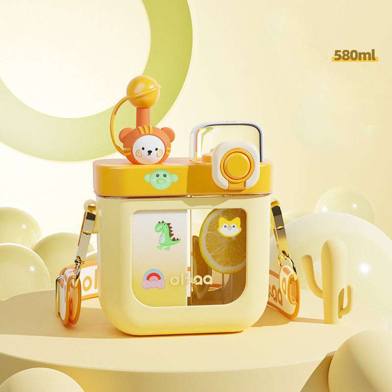 Large Capacity Split Bin Double Drink Plastic Cup Portable Cartoon Cute Kettle