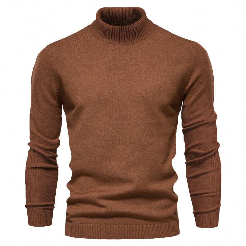 Men's Solid Color Slim Pullover Turtleneck Sweater Winter Casual Tops Clothing - globaltradeleader