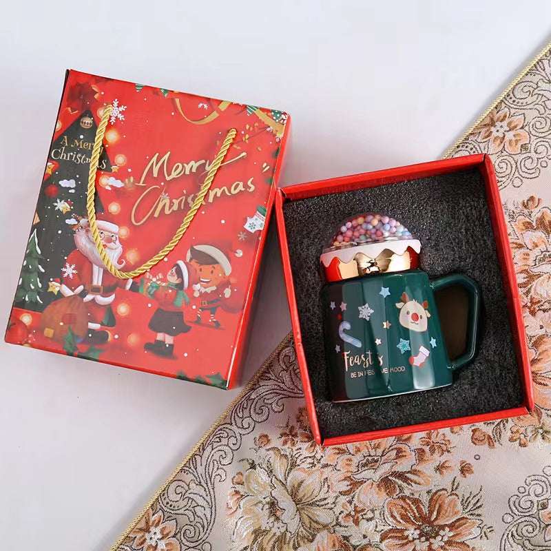 Cartoon High-value Ceramic With Lid Cute Female Water Cup