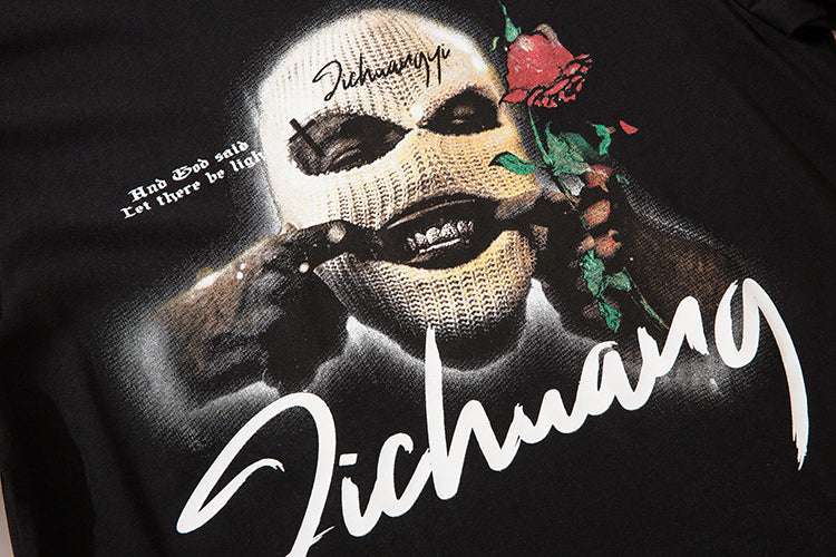 Retro T-shirt Male Masked Robber Portrait Print