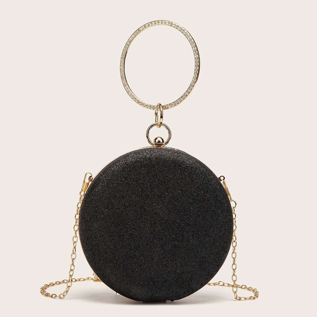 Diamondencrusted Handheld Round Box Bag Chain Evening