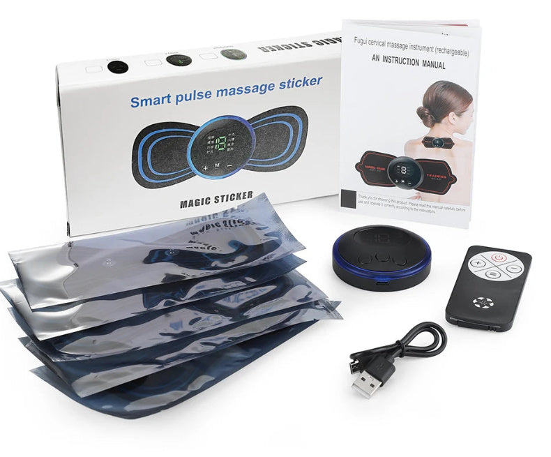 Mini Massage Pad Smart LCD Display Electrotherapy Massager Cervical Spine Waist Back Butterfly Instrument Pocket - globaltradeleader