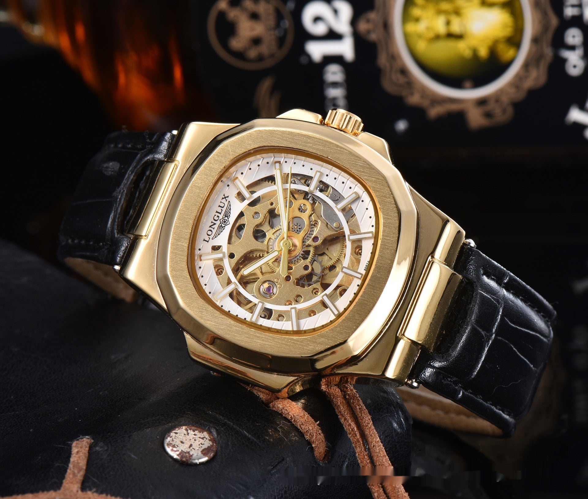 Barrel-shaped Leather Belt Men's Waterproof Mechanical Watch - globaltradeleader