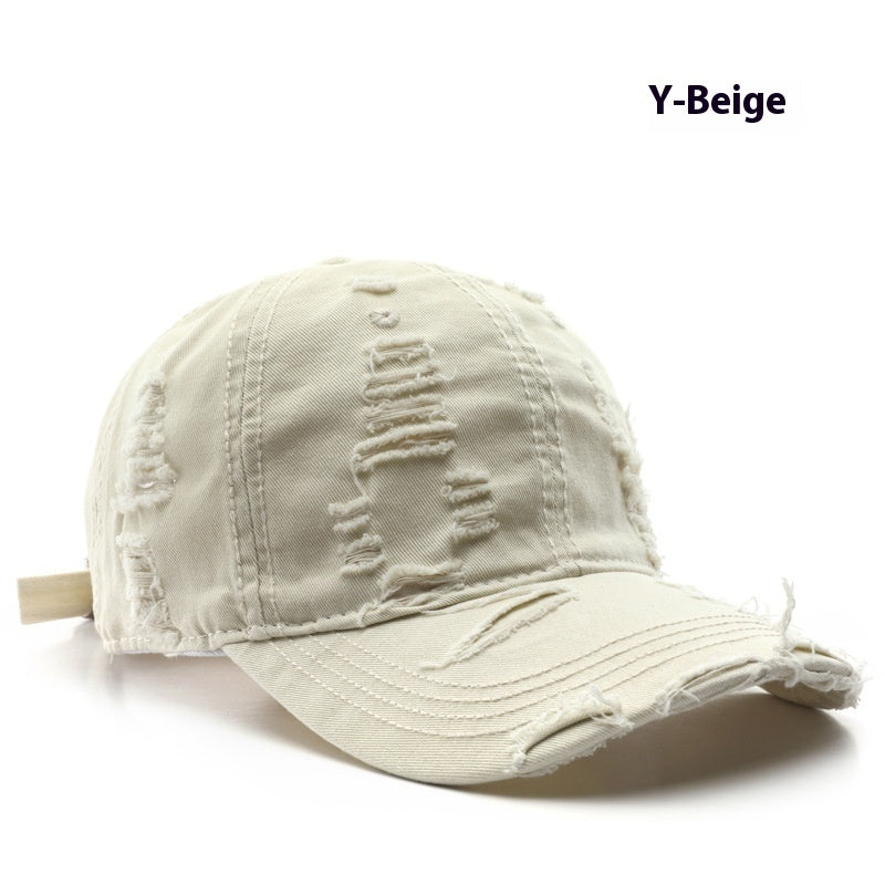 Retro Pure Color Washed Hole Light Board Baseball Cap - globaltradeleader
