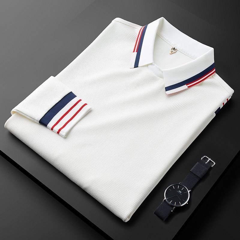 Autumn Thin Casual White Polo Shirt Men's Long Sleeve - globaltradeleader