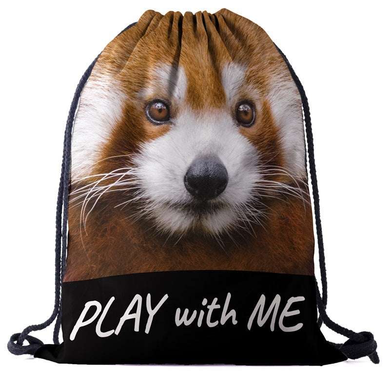 Drawstring Pocket 3d Digital Printed Animal Drawstring Bag Storage Drawstring Bag