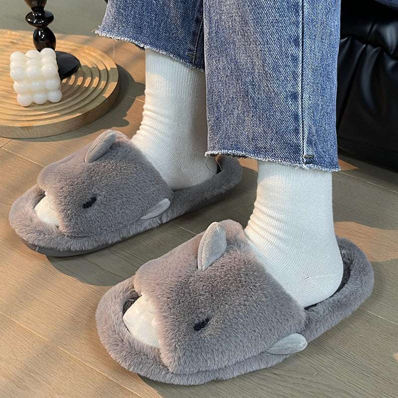 Shark Slippers Fluffy Slippers For Women Couple House Shoes Winter - globaltradeleader