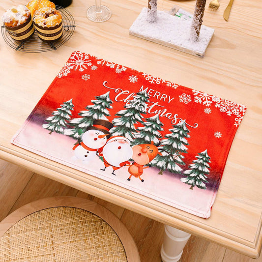 New Christmas Decorations Cartoon Old Man Table Mat Christmas Tablecloth Mat Creative Printing Placemat - globaltradeleader