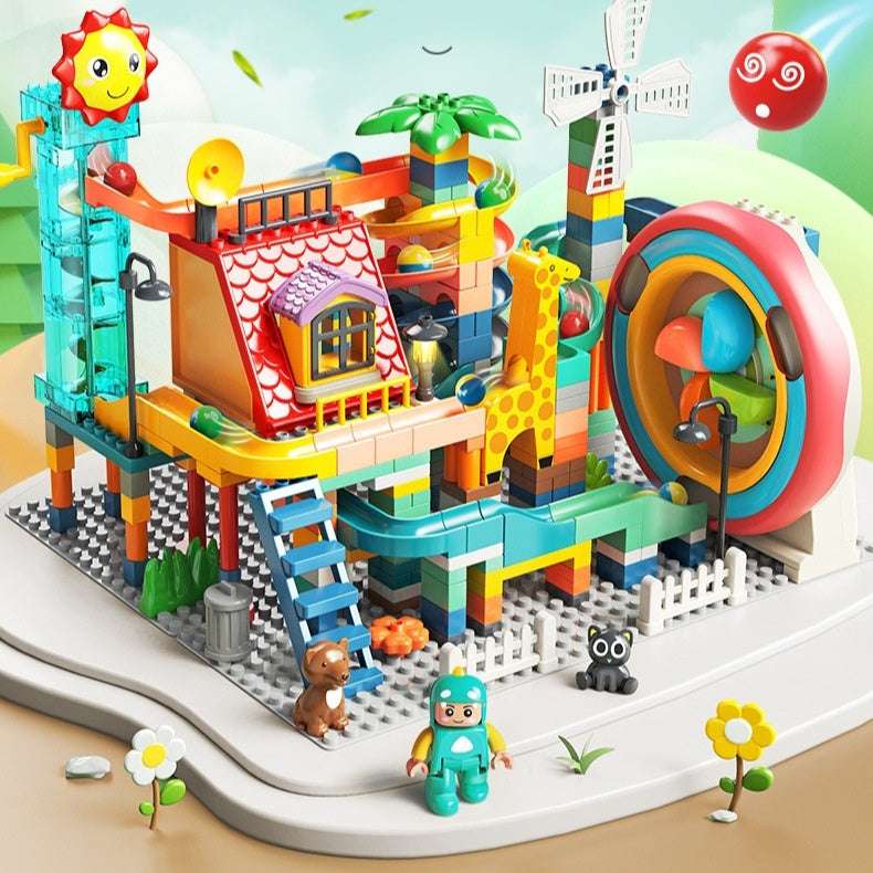 Large Particle Building Blocks Toy Loop Electric Turntable