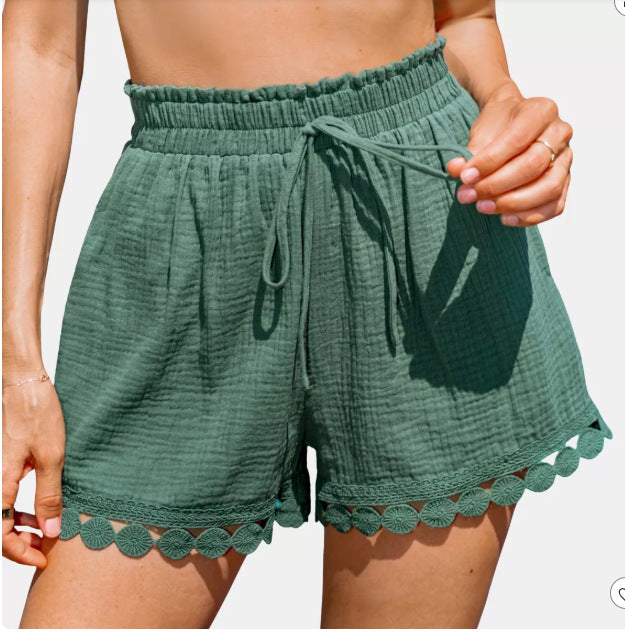 Women's Fashion Lace Beach Casual Loose Lace-up Shorts - globaltradeleader