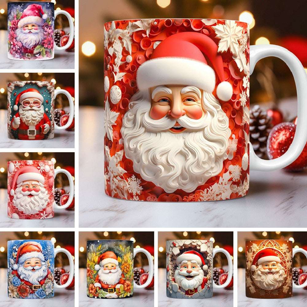 Creative 3D Christmas Ceramic Mug Unique Space Design Snowman Santa Coffee Cup Tea Milk Mug Christmas Gifts For Kids Adults Kitchen Gadgets - globaltradeleader