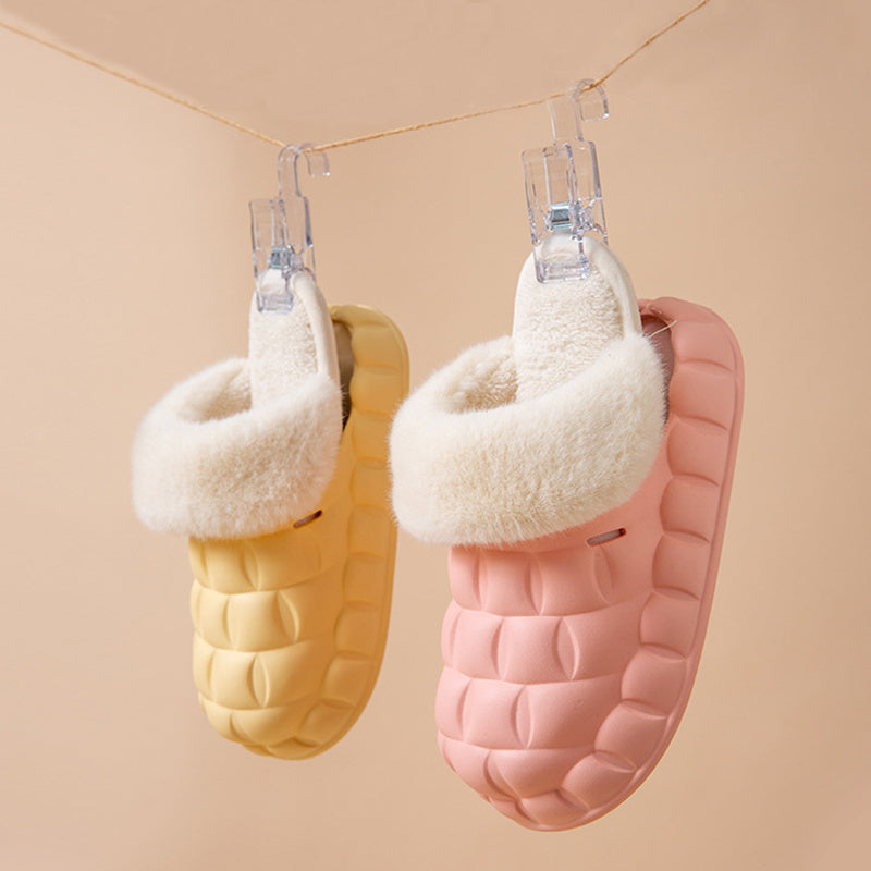 Fuzzy Slippers Women Winter Bedroom Indoor Shoes With Detachable Heel - globaltradeleader