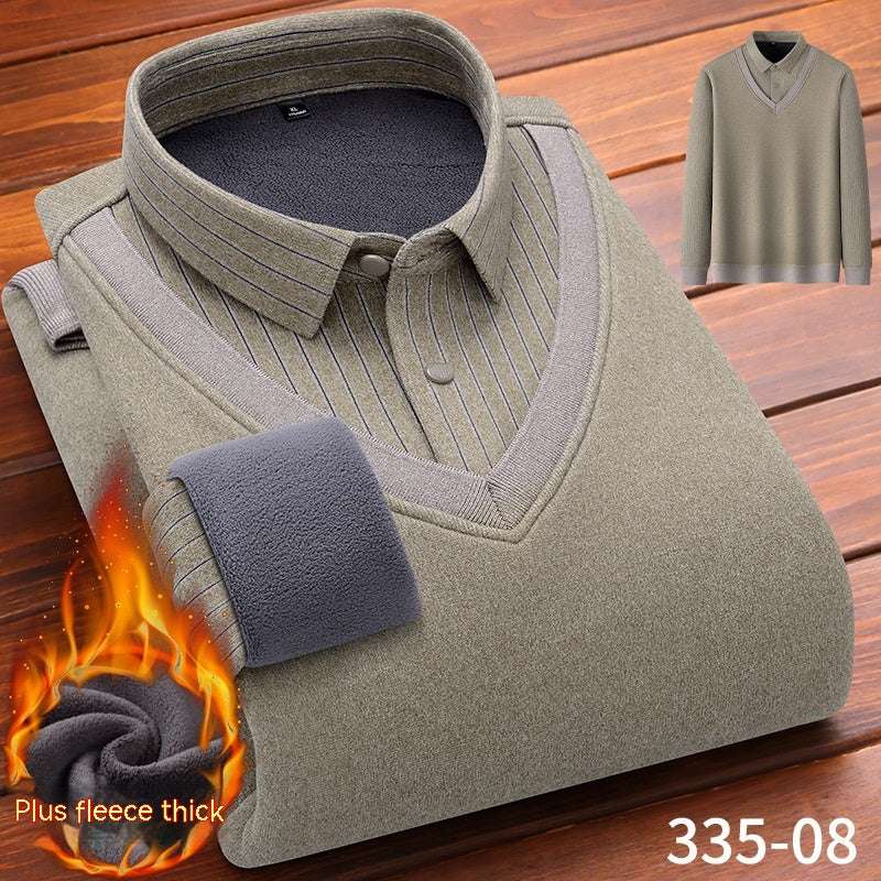 Winter Fleece False-two-piece Warm Shirt