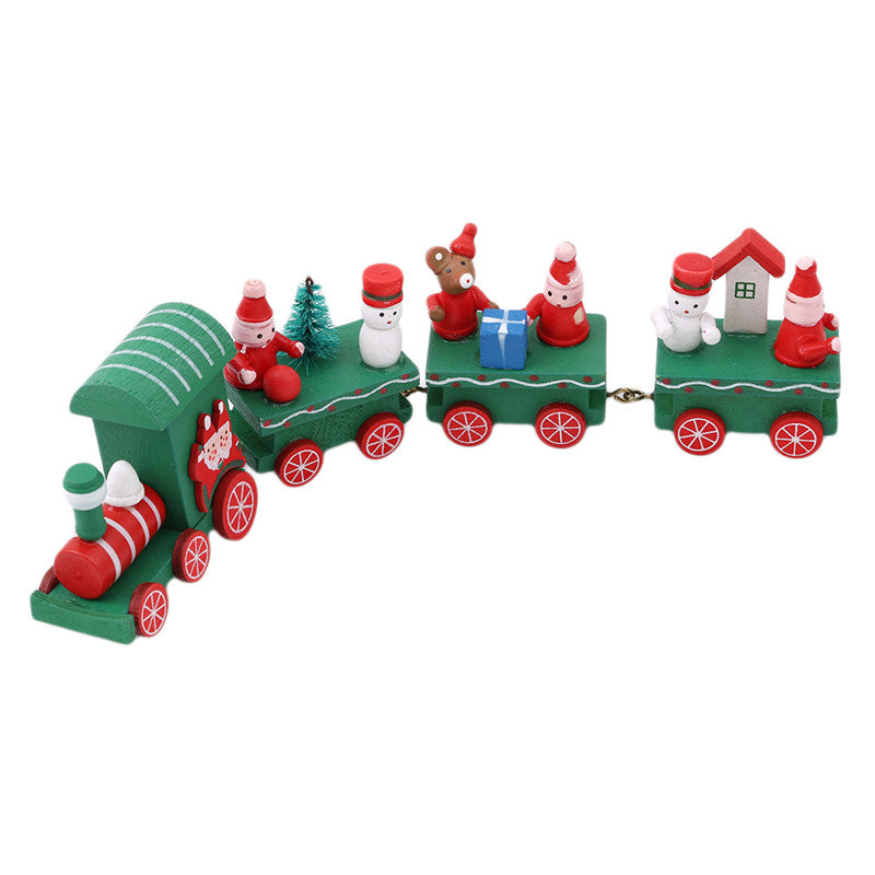 4pcs Mini Wood Train Toys