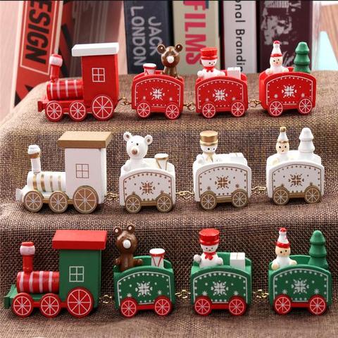 4pcs Mini Wood Train Toys