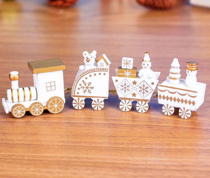 4pcs Mini Wood Train Toys