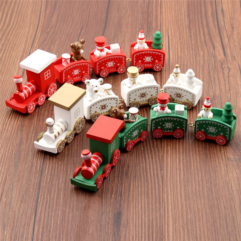 4pcs Mini Wood Train Toys