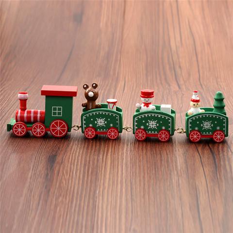 4pcs Mini Wood Train Toys