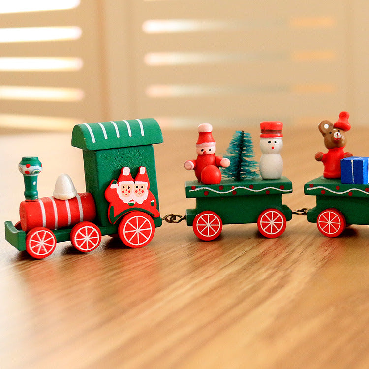 4pcs Mini Wood Train Toys