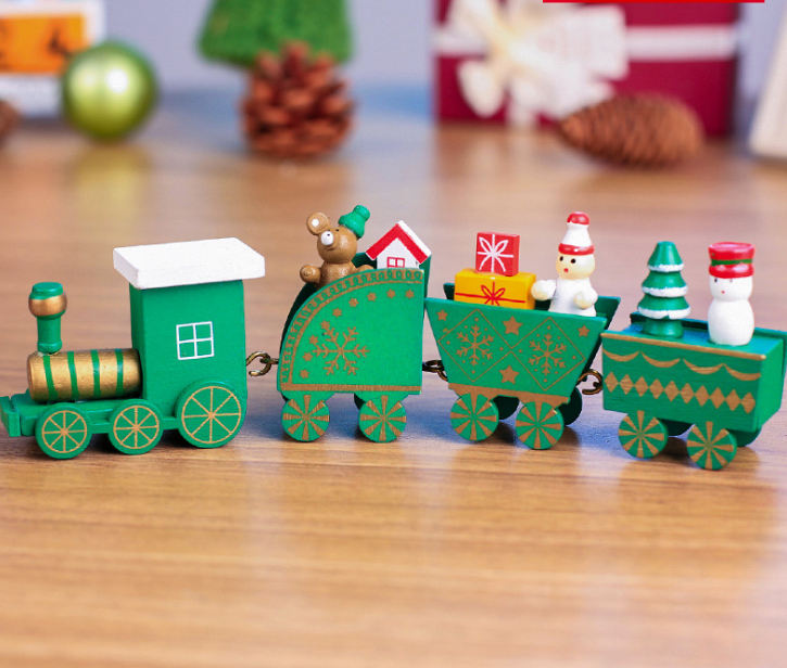 4pcs Mini Wood Train Toys