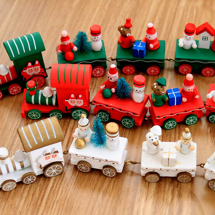 4pcs Mini Wood Train Toys