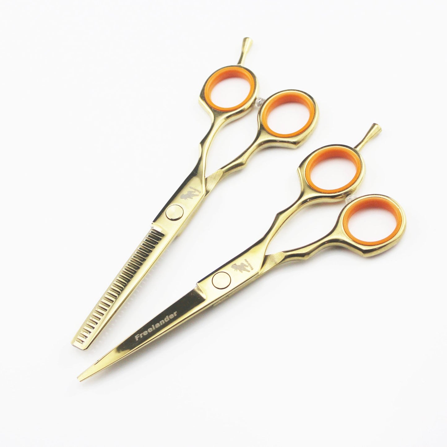 5.5 Inch Golden Symmetrical Handle Thinning Hairdressing Scissors