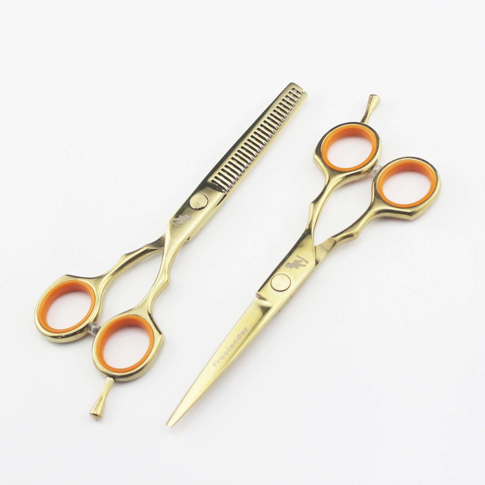 5.5 Inch Golden Symmetrical Handle Thinning Hairdressing Scissors