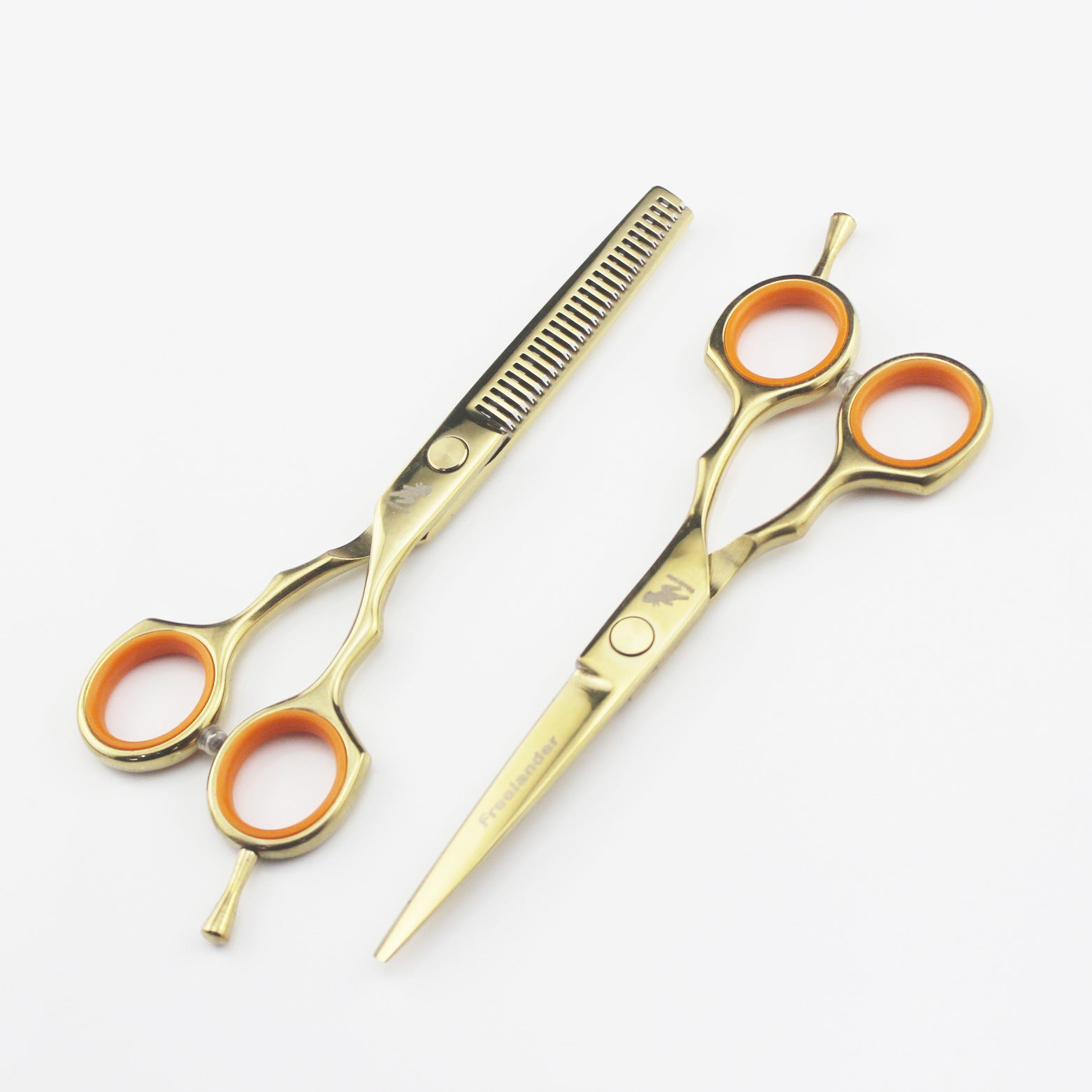 5.5 Inch Golden Symmetrical Handle Thinning Hairdressing Scissors