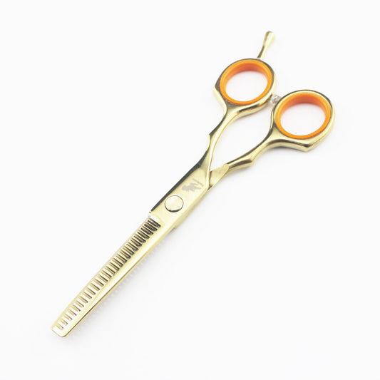 5.5 Inch Golden Symmetrical Handle Thinning Hairdressing Scissors