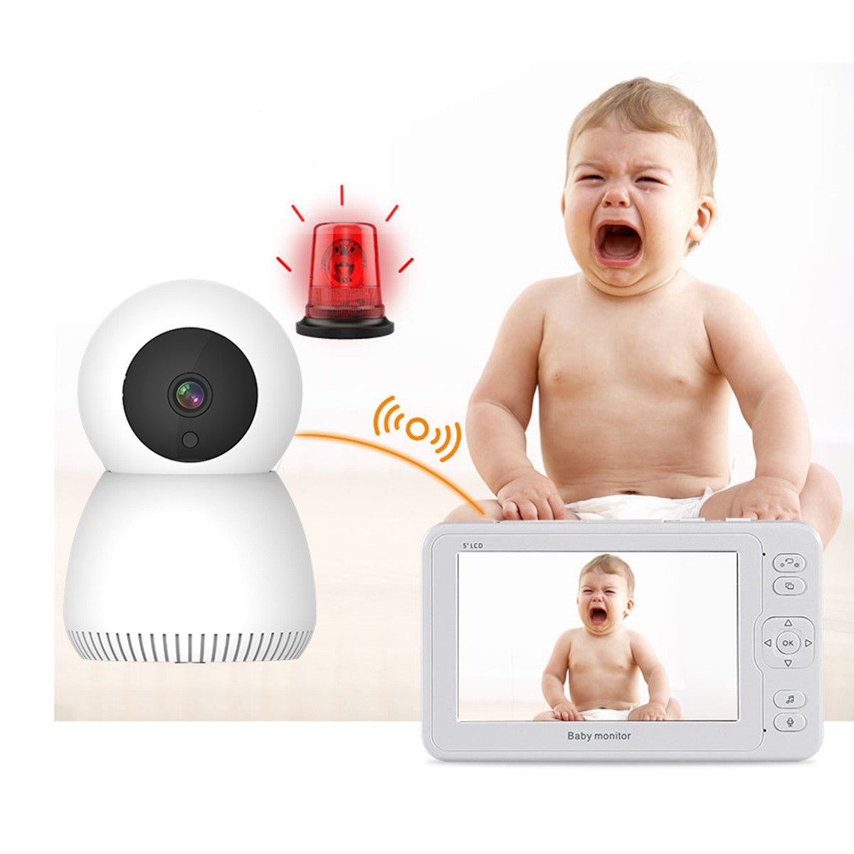 5 Inch Large Screen Baby Monitor Baby Monitor Home 1080P High-Definition Baby Care Device