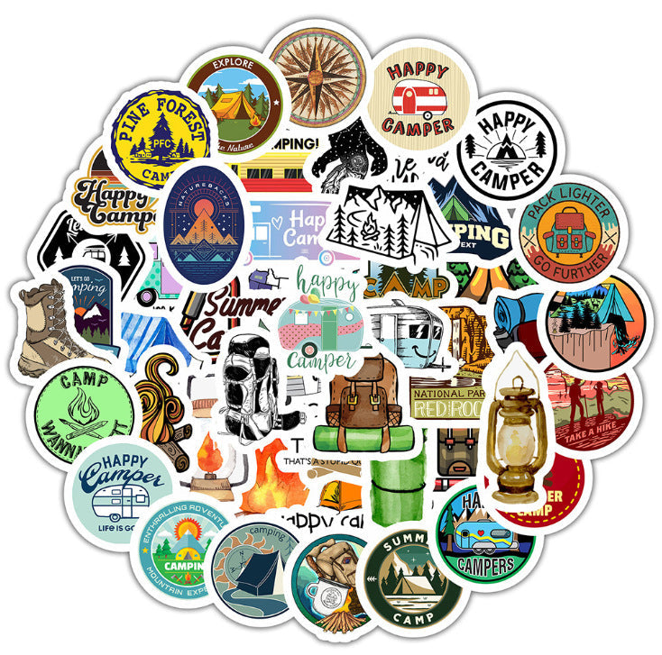 50 Outdoor Camping Graffiti Stickers Adventure Luggage Graffiti Stickers