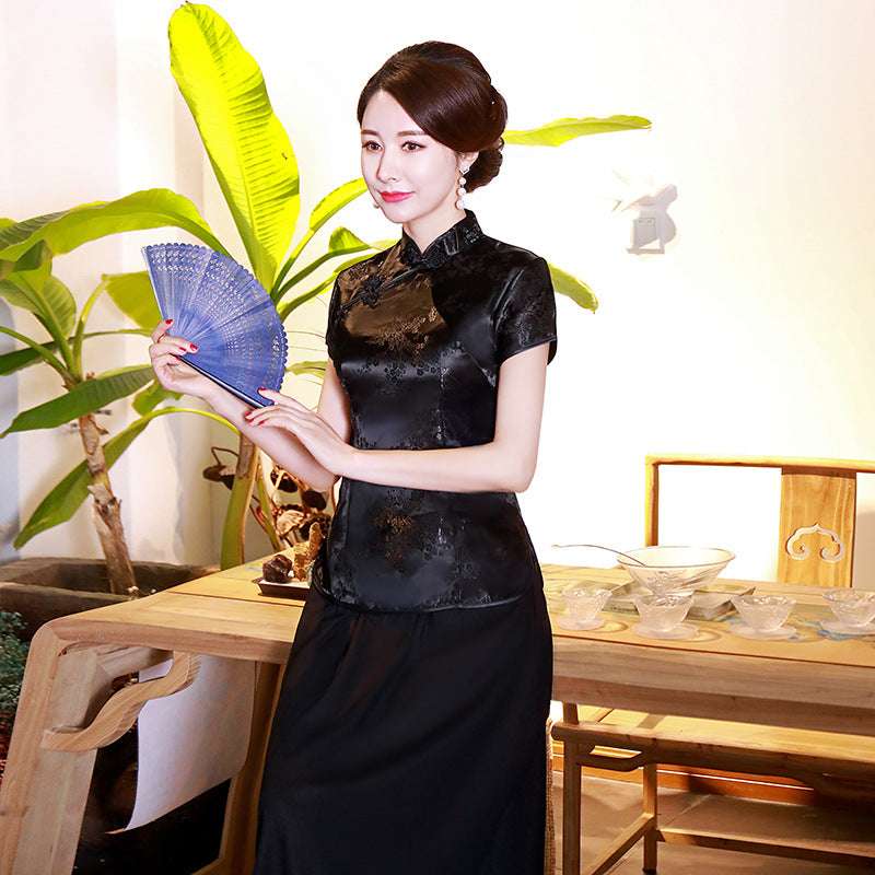 Improved Cheongsam Top Brocade Slim Retro Women