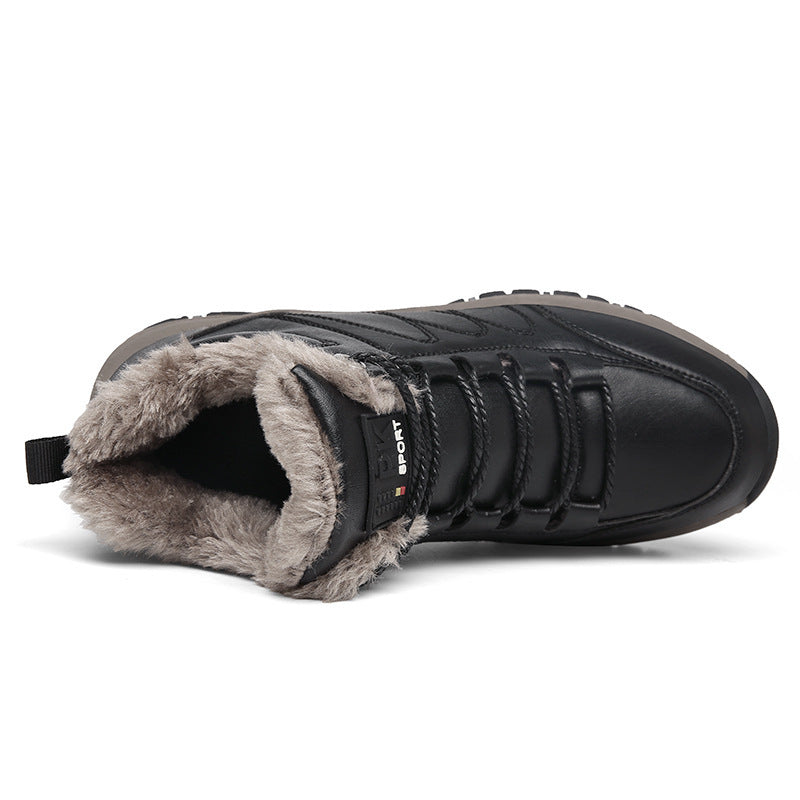 Winter Boots For Men Warm Leather Shoes With Plush - globaltradeleader