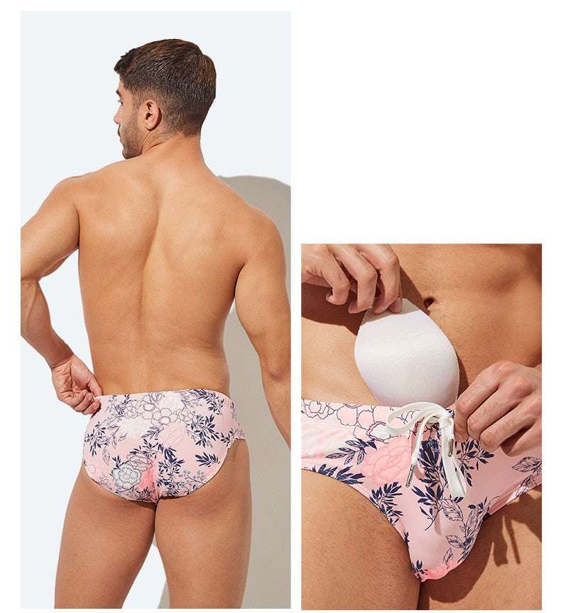 Men's Polyamide Printed Swimming Briefs
